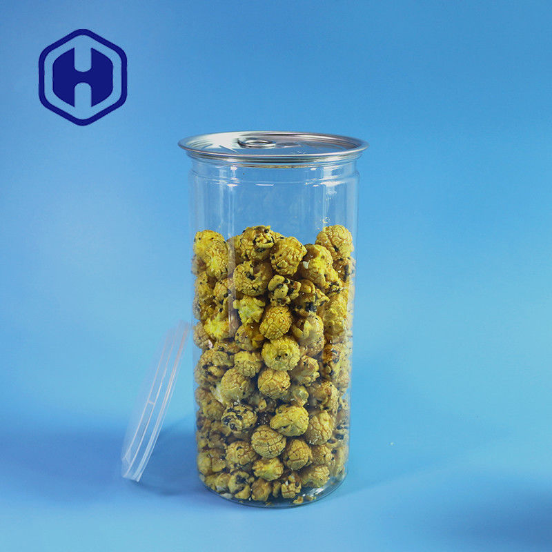 1380 ml popcornbonen helder PET blik met brede mond voor moeiteloos vullen en uitdelen