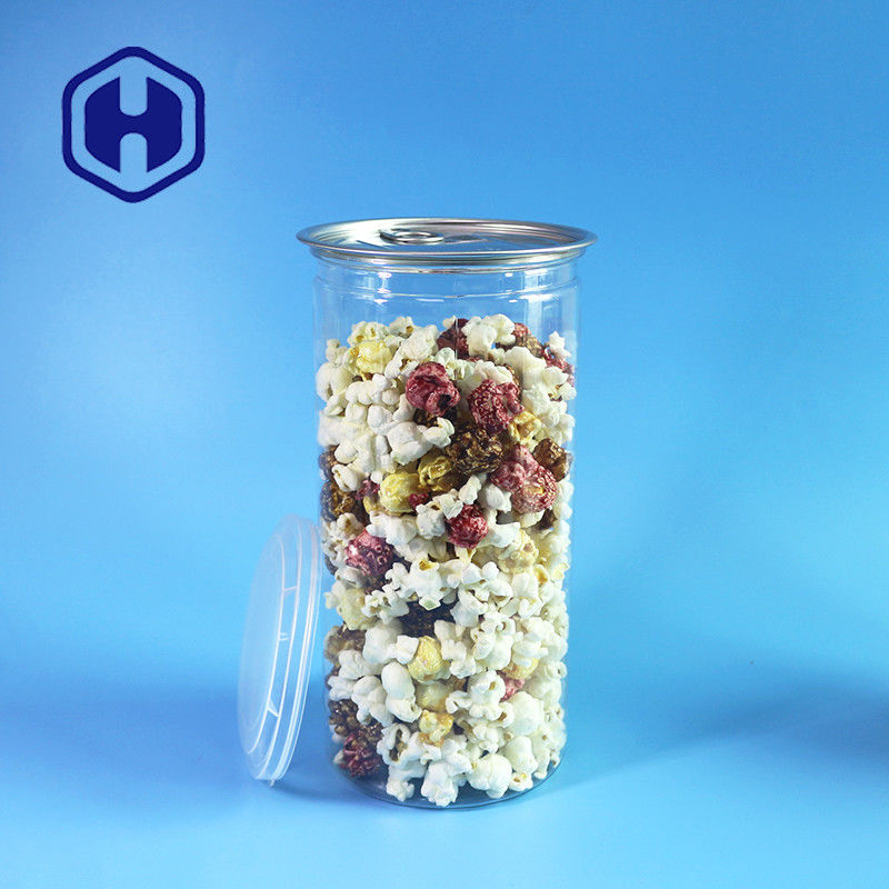 1380 ml popcornbonen helder PET blik met brede mond voor moeiteloos vullen en uitdelen
