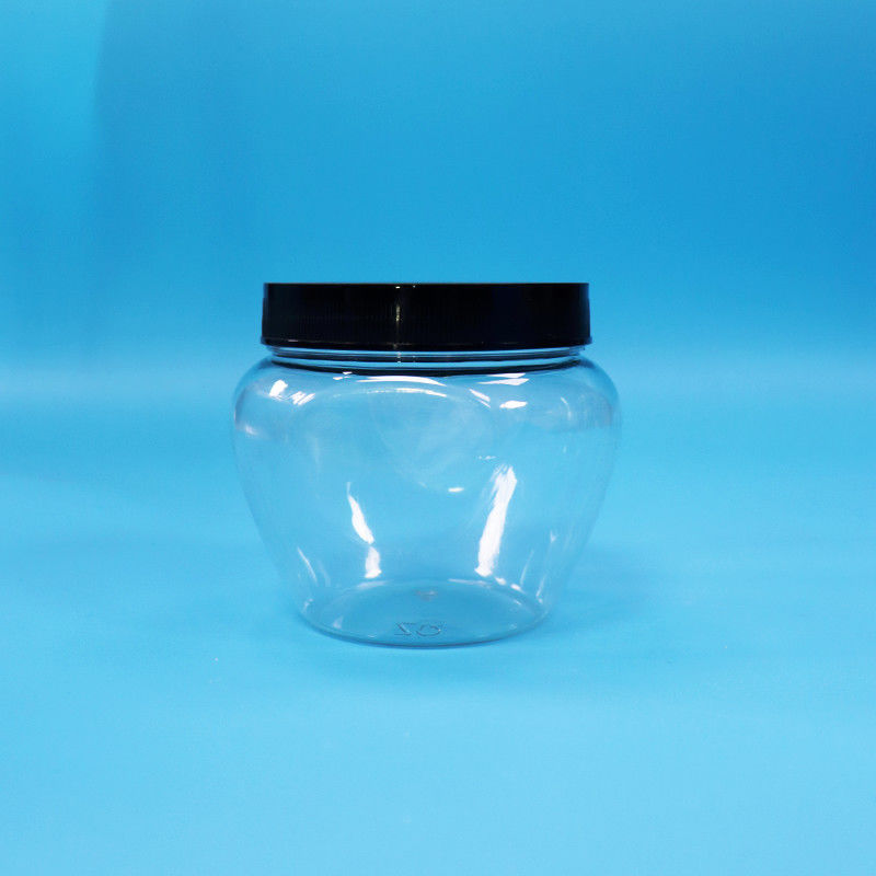Unieke vorm Helder verzegeld kunststof PET Candy Food Cookie Jar Plastic Screw Flat Lid