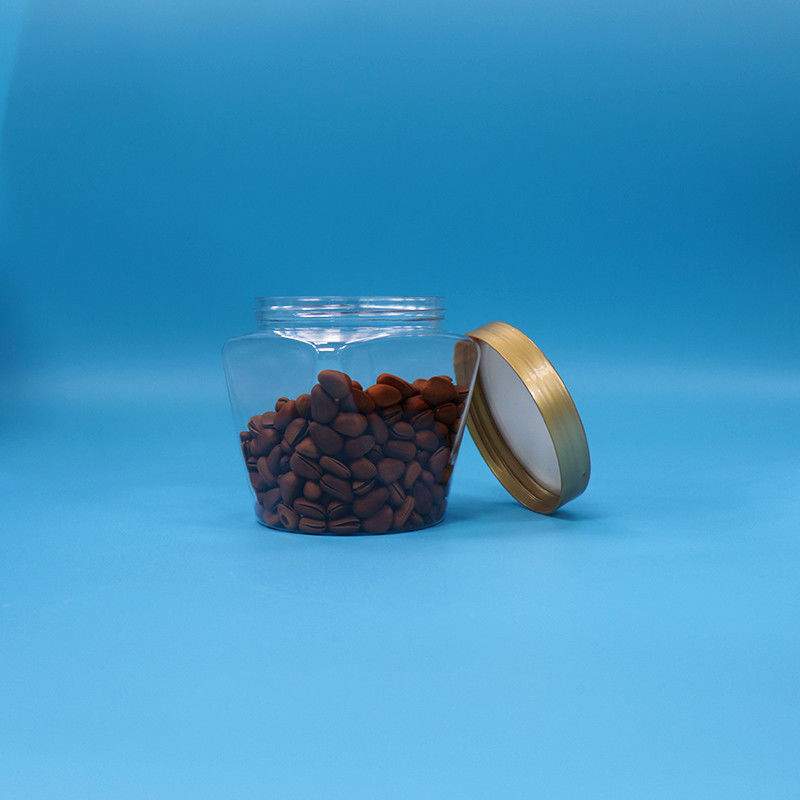 Plastic PET voedselkwaliteit brede mond transparante koekjes snoeppot met schroef plat deksel