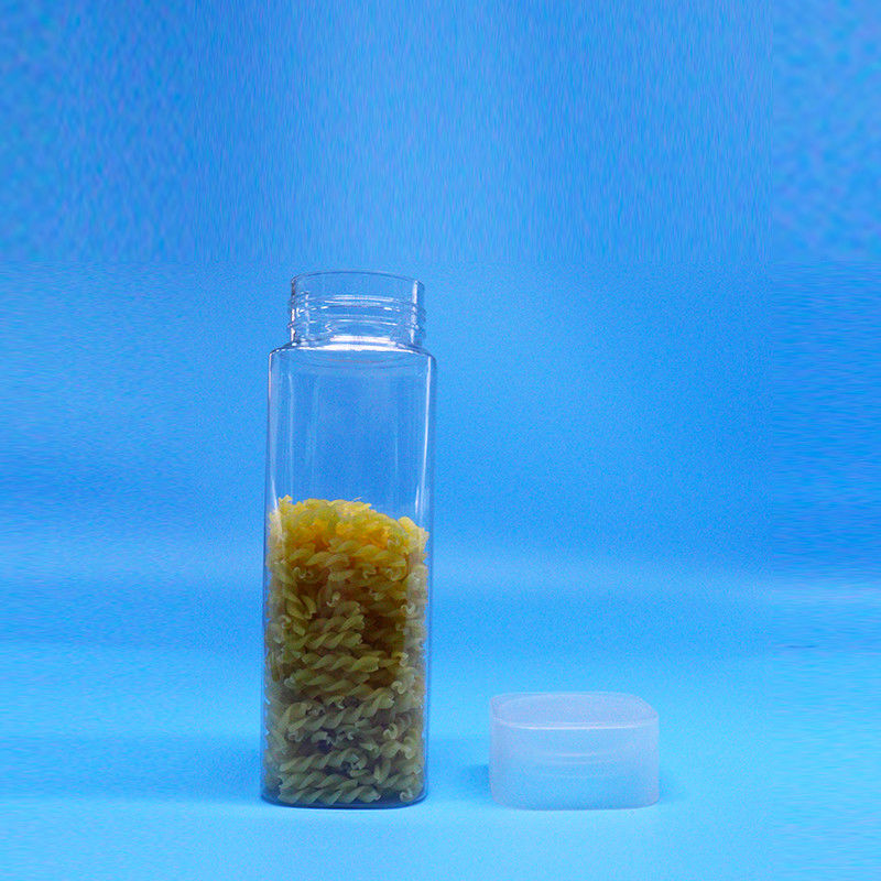 Breedmond 600 ml Snack Food Candy Doorzichtige Vierkante PET Plastic Jar Platte deksels