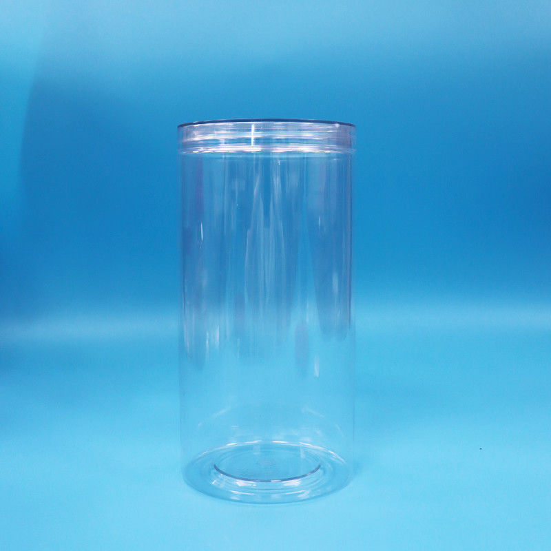Helder PET-cilinder Ronde voedselkwaliteit Plastic snoepkoekjes Voedselpotten Schroeven Helder doppen