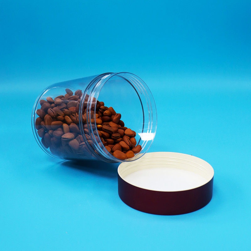BPA-vrij Candy Cookie Nuts Food Grade PET Transparante Plastic Jar Schroef Rood Deksel