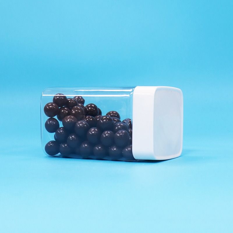 Bpa-vrije vierkante luchtdichte witte schroefdeksel heldere PET-kunststof opslag snoep pot