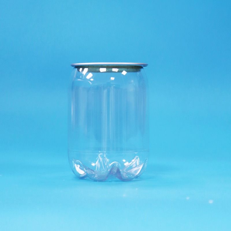 Transparante, heldere plastic PET-blikken met easy-open deksel, voedselveilig voor dranken, frisdrank