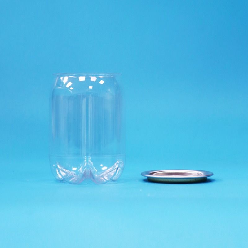 Transparante, heldere plastic PET-blikken met easy-open deksel, voedselveilig voor dranken, frisdrank