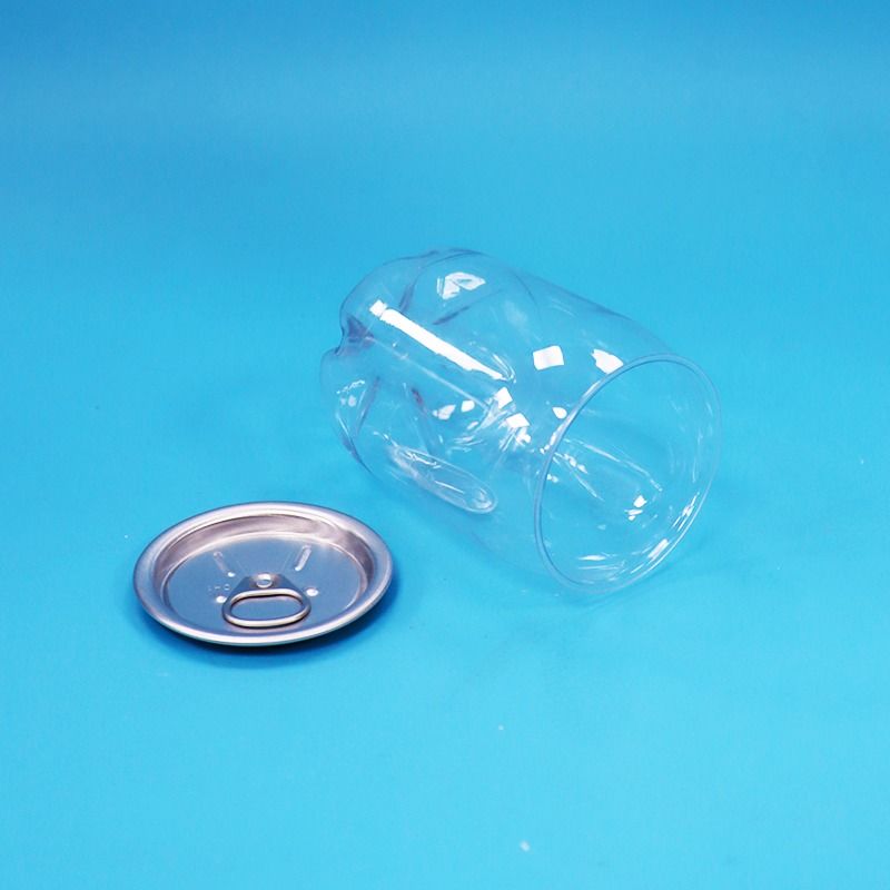 Transparante, heldere plastic PET-blikken met easy-open deksel, voedselveilig voor dranken, frisdrank