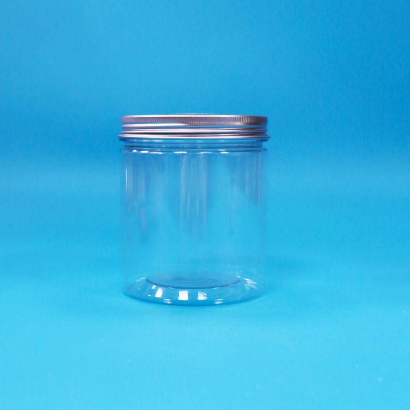 Wijdmondige ronde doorzichtige plastic PET voedselveilige snoepverpakking pot aluminium deksel