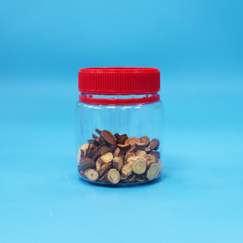 Kleine Lege Voedselveilige Schroef Rode Deksel Transparante Plastic PET Zoete Noten Opslagpotten
