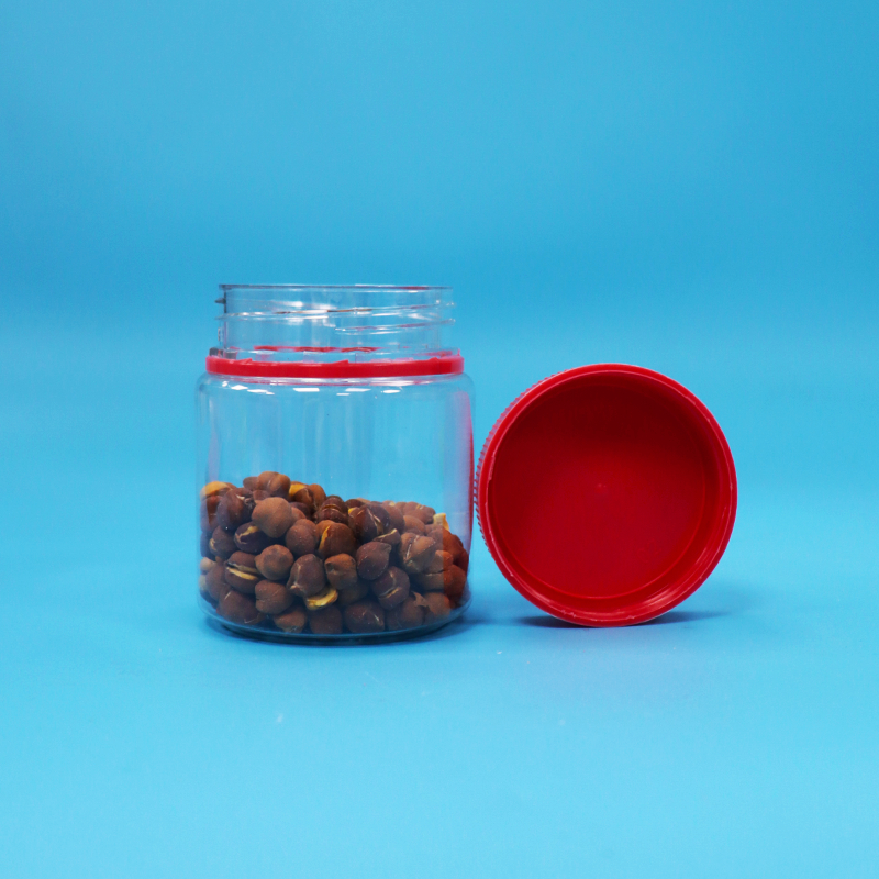 Kleine Lege Voedselveilige Schroef Rode Deksel Transparante Plastic PET Zoete Noten Opslagpotten