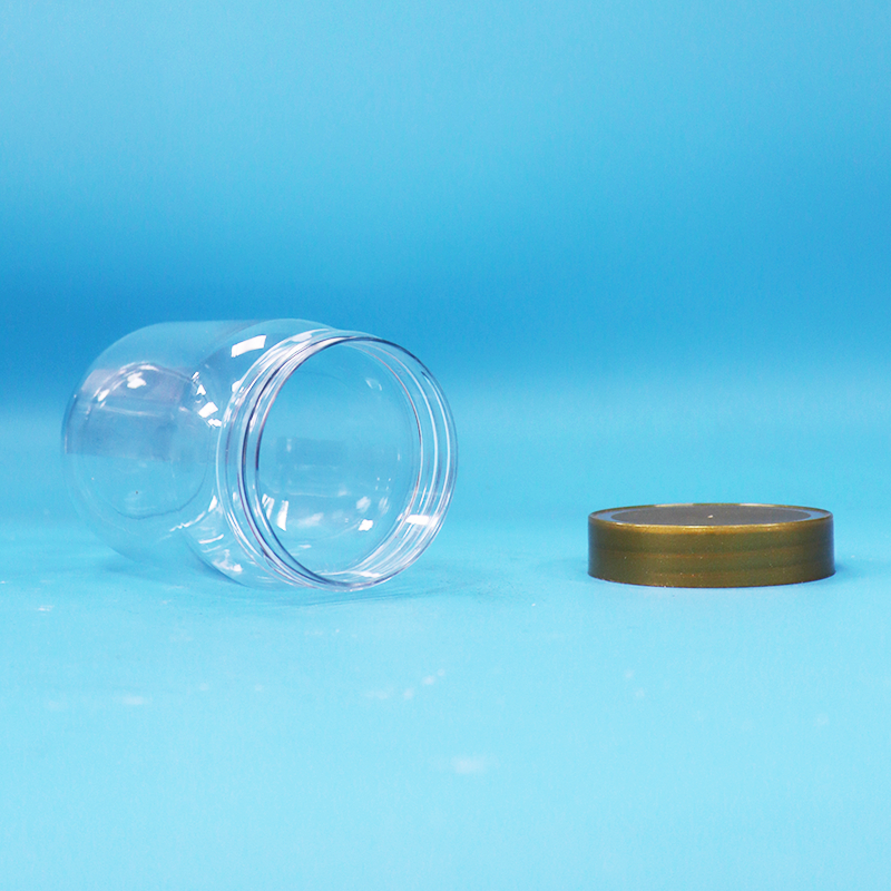 Huisdiervoeding Kwaliteit Transparante Ronde Cilinder Lolly Honing Koekje Plastic Pot Schroef Bruine Deksel