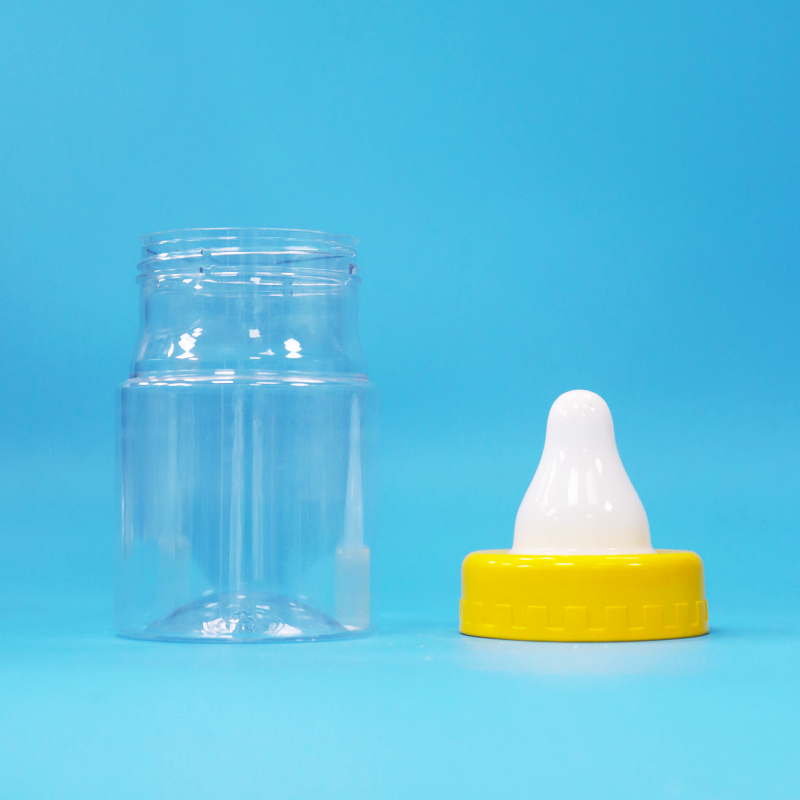 Bpa-vrije schroefdop transparante PET-plastic verzegelde pot voor voedsel, snoep, koekjes, noten