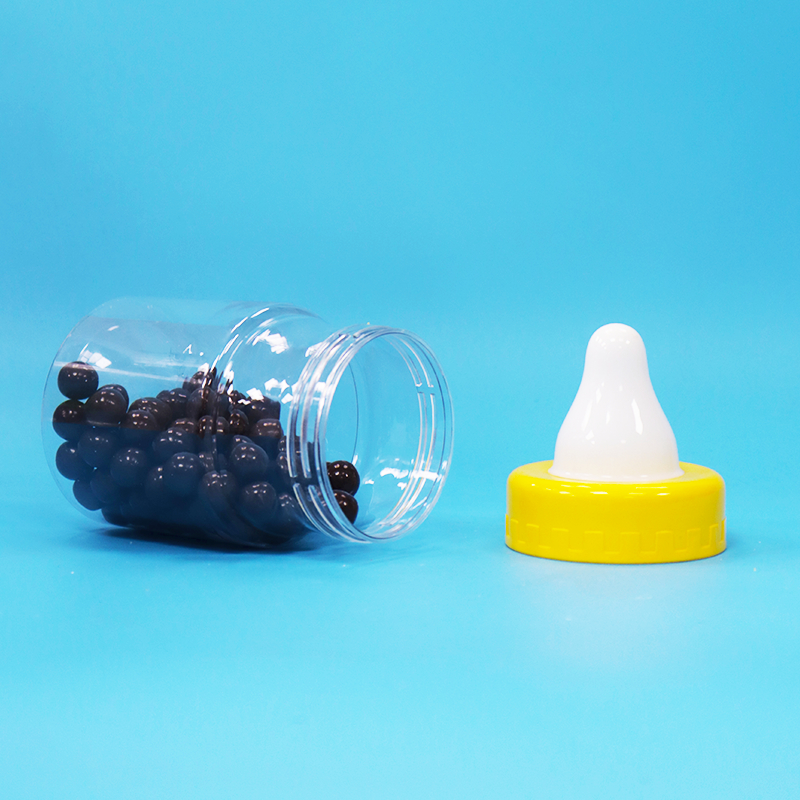 Bpa-vrije schroefdop transparante PET-plastic verzegelde pot voor voedsel, snoep, koekjes, noten