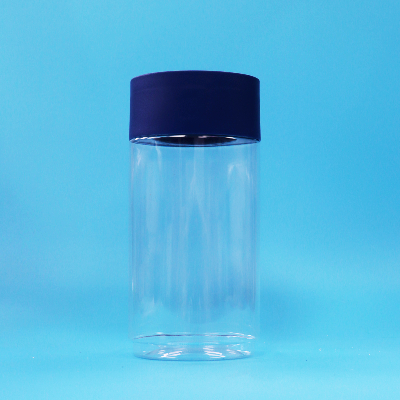 Ovaalvormige transparante plastic PET koekjes- en notenpot met tamper-proof deksel, BPA-vrij