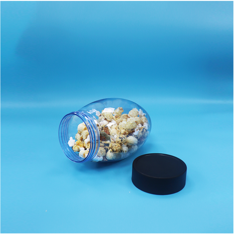 Unieke Eivormige Plastic Snoep Popcorn Pistachenoot Snoep Pot Ondersteboven Platte Dop