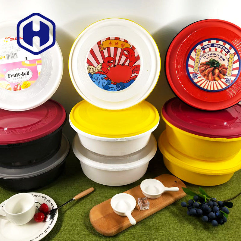 Thermoformed Snelle Voedsel van IML haalt Bewijs van het Verpakkings het Plastic Tray With Lid 1300ml Lek weg