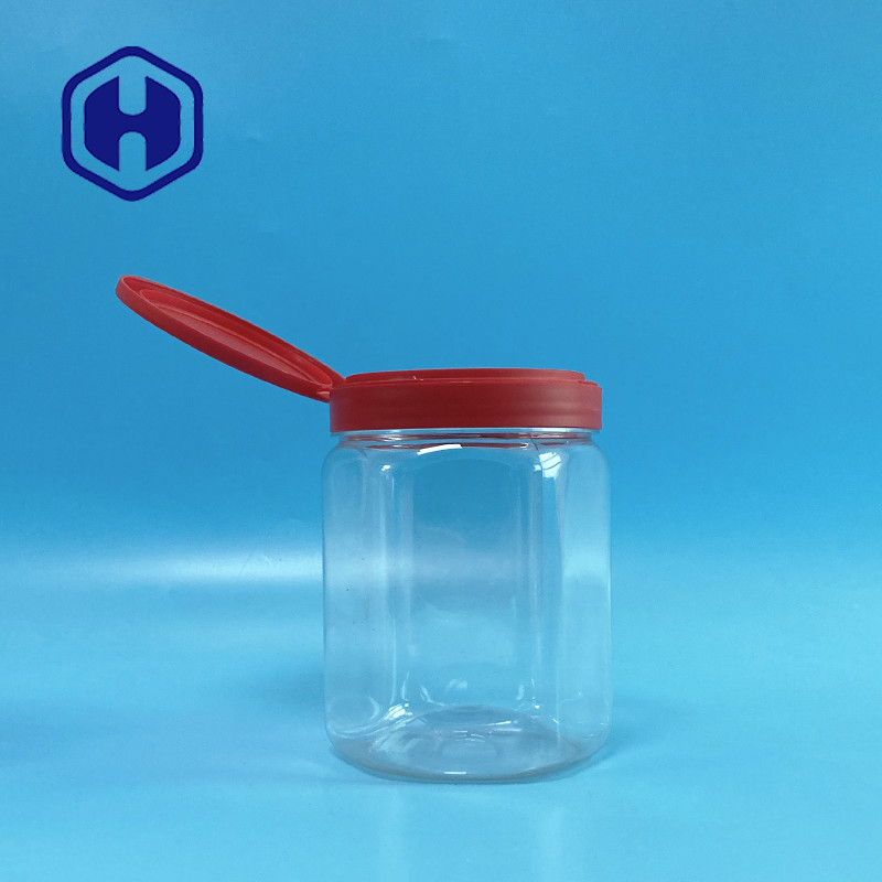 Flip Top Hexagonal Clear-HUISDIEREN Plastic Kruiken voor Badzout 660ml
