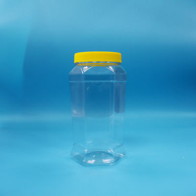 Food Grade Cookies Candy Hexagonal Shape Clear PET Food Jar Gele Schroefkap
