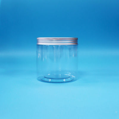 Duidelijke ronde, brede mond met cilinders, PET, plastic snoepjes, koekjes, flessen, aluminium kap.