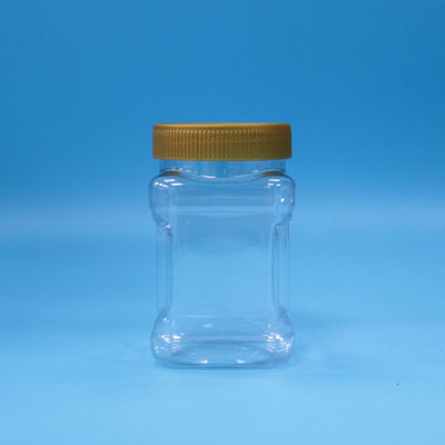 Luchtdicht Unieke vorm Transparent PET Candy Plastic Food Grade Jar Bruin Flat Lid