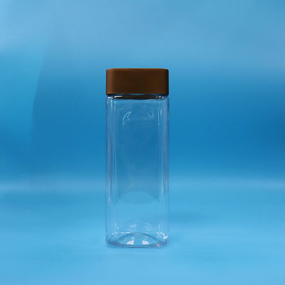 Goedkope lege PET transparante brede mond rechthoekige plastic snoep noten pot schroefdop