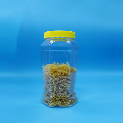 Hexagonaal gevormd voedselsoort koekje snoep voedsel helder PET pot Gele platte kap