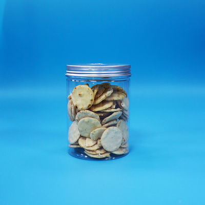Op maat gemaakte voedingswaren snoepkoekjes Transparent PET Plastic Ronde potten Aluminium Platte deksels