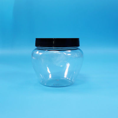 Gezegeld Transparent Unieke Vorm Plastic PET Candy Food Cookie Jar Zwart Plastic Deksel