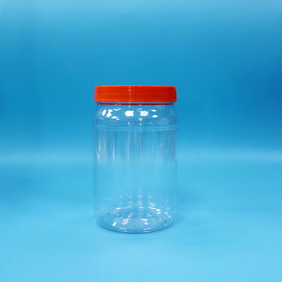 PET Transparante Ronde Plastic Food Candy Nuts Verpakkingspot Rood Kleur Schroefkap