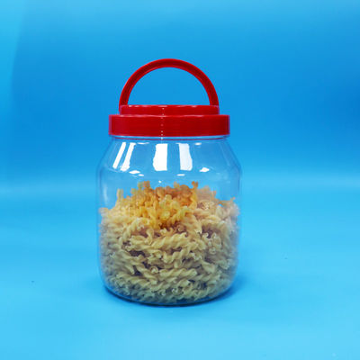 Candy Cookie Breedmond PET Voedingsmiddelenkwaliteit Transparante cilindrische pot Schroef Rode deksel