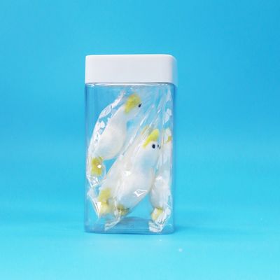 Vierkante witte deksel transparante lege PET-plastic voedsel snoep koekjes pot voedsel kwaliteit