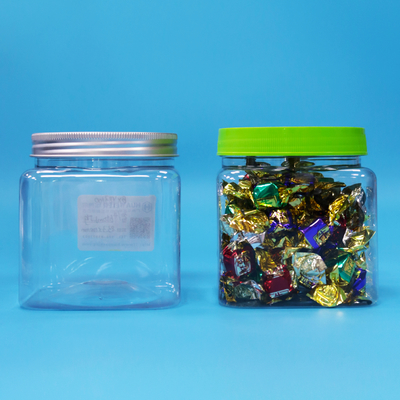 Luchtdichte Vierkante Transparante PET Plastic Pot Plastic Schroefdeksel Voedsel Snoep Koekjes