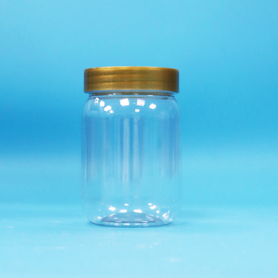 Huisdiervoeding Kwaliteit Transparante Ronde Cilinder Lolly Honing Koekje Plastic Pot Schroef Bruine Deksel