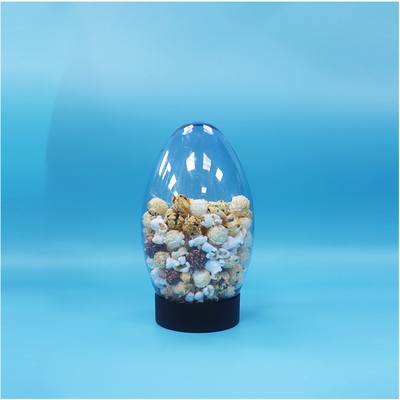Unieke Eivormige Plastic Snoep Popcorn Pistachenoot Snoep Pot Ondersteboven Platte Dop