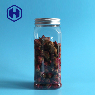 580ml vierkante HUISDIEREN Plastic Kruik voor Leeg het Aluminiumschroefdeksel van de Voedsel Luchtdicht Breed Mond