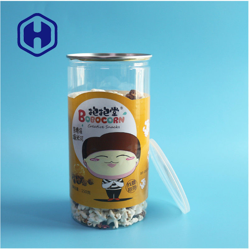 China Fabrikant popcorn 1400ml cilindrische recycleerbare PET kan lekbestendig