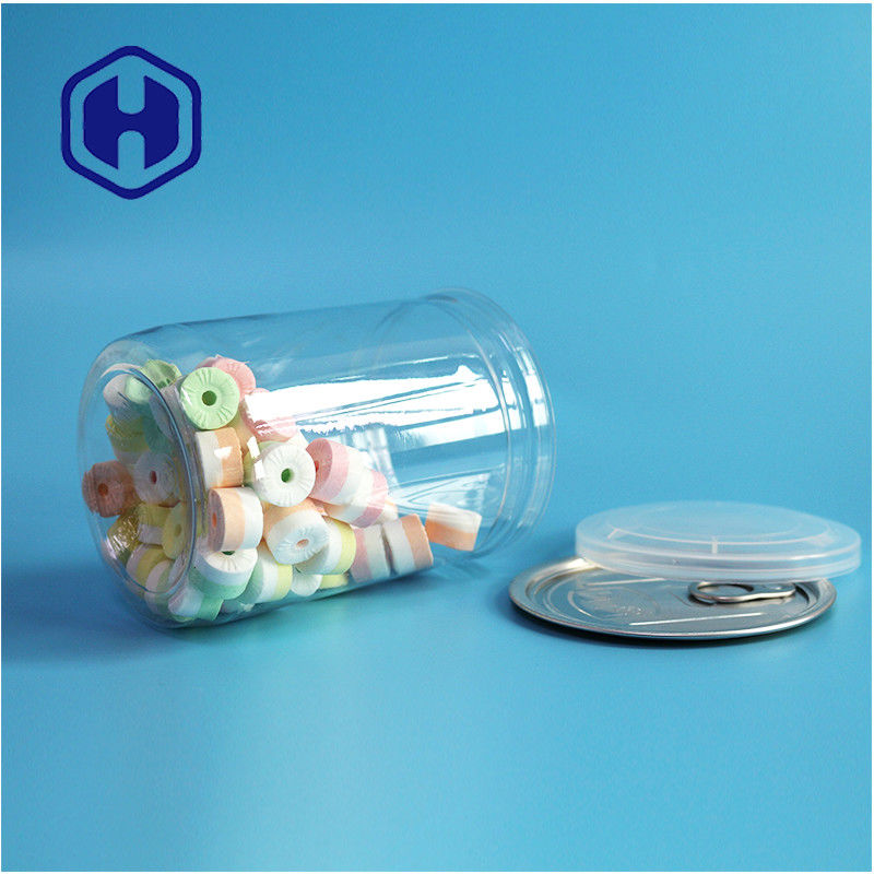 500 ml 17 oz supermarkt verpakking transparante PET plastic blik met gemakkelijk open aluminium einde