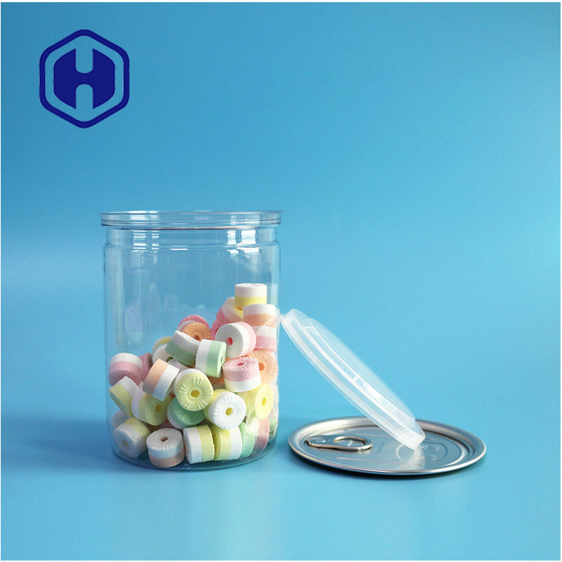 500 ml 17 oz supermarkt verpakking transparante PET plastic blik met gemakkelijk open aluminium einde