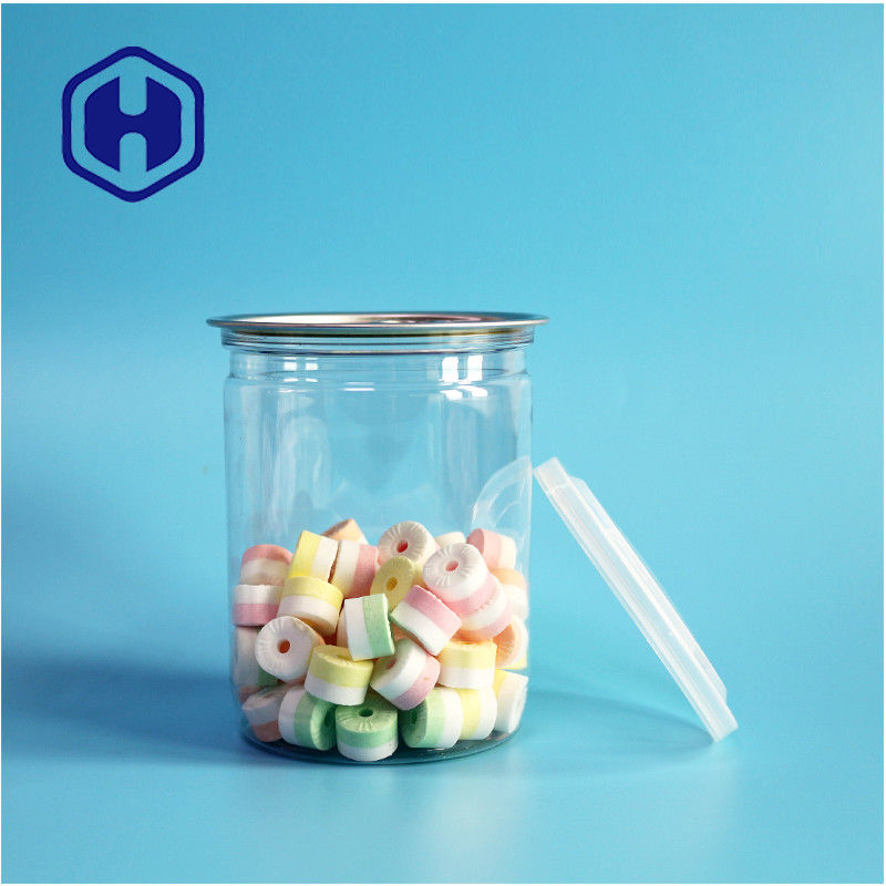 500 ml 17 oz supermarkt verpakking transparante PET plastic blik met gemakkelijk open aluminium einde