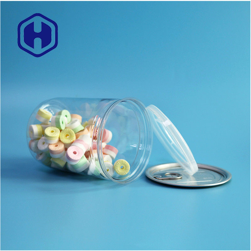 500 ml 17 oz supermarkt verpakking transparante PET plastic blik met gemakkelijk open aluminium einde