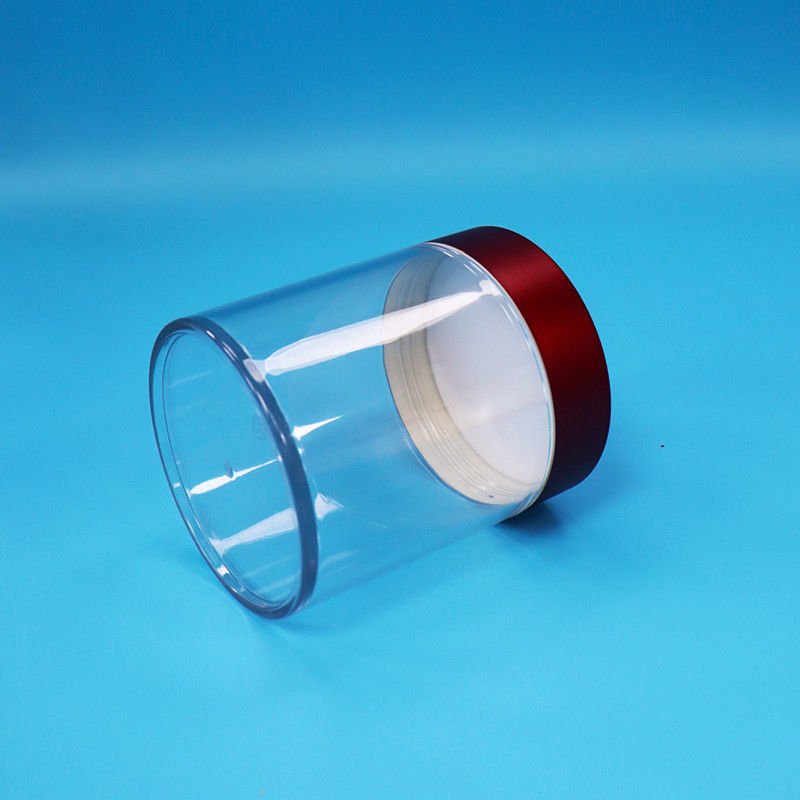 Voedingswaren Koekjes Koekjes Gekauwde vijgen Doorzichtige PET Plastic ronde pot Schroef Rood deksel