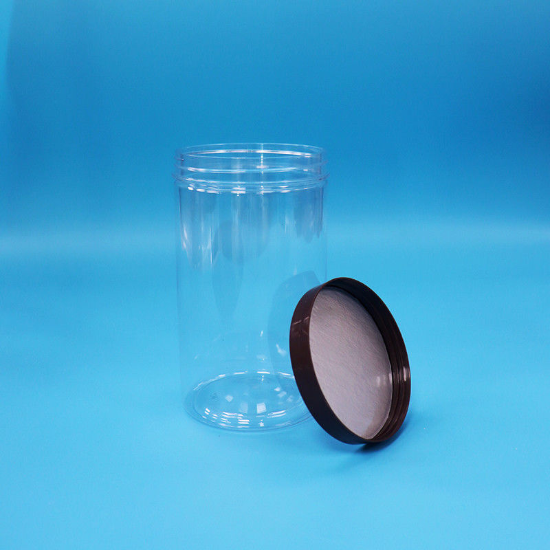 Plastic Transparent PET Snacks Voedsel Zoete Noten Jar Met Zwarte Normale Schroef Top Cap