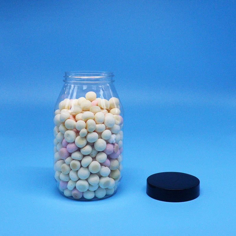 Cookies Snoep Noten Hoge Kwaliteit Transparante Ronde Brede Mond PET Plastic Pot Schroefdop