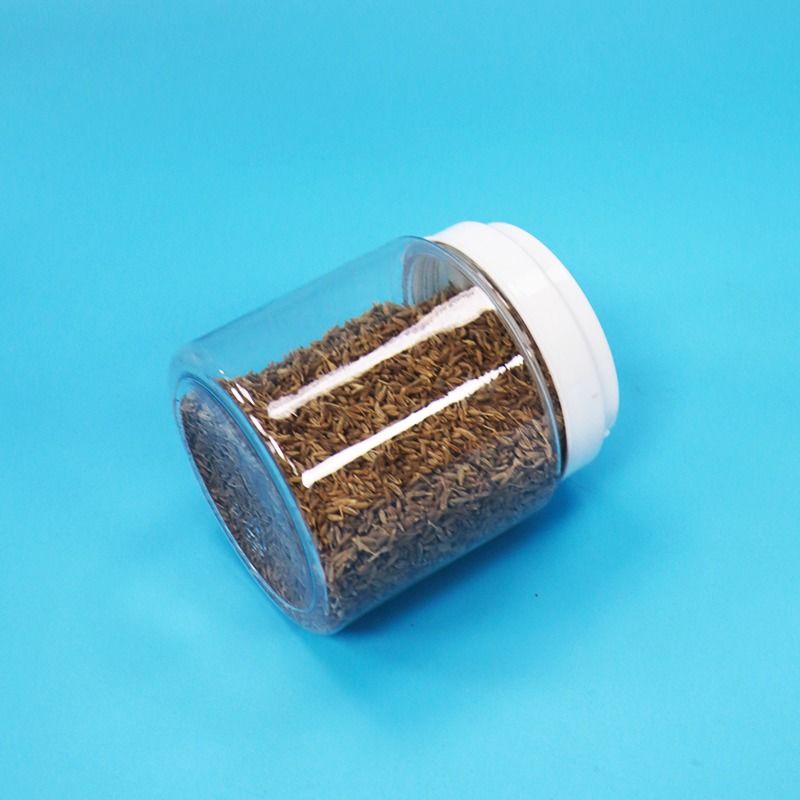 Transparante, gemakkelijk te openen, ronde plastic PET-potten met schroefdeksel voor babyvoeding, zaden, noten en snoep