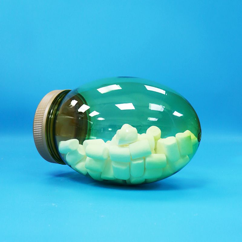 Unieke Vorm Transparante Plastic PET Voedselveilige Noten Pistache Snoep Pot Schroef Plat Deksel