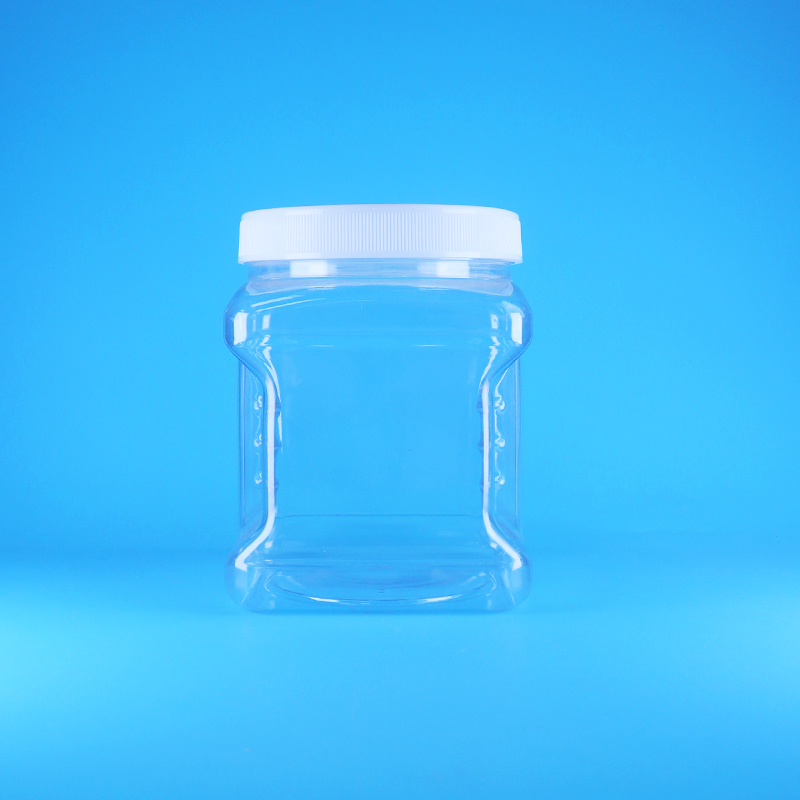 Vierkante Luchtloze PET Schroefdeksel Transparante Plastic Grip Potten Voor Zoete Noten Vruchten Babyvoeding