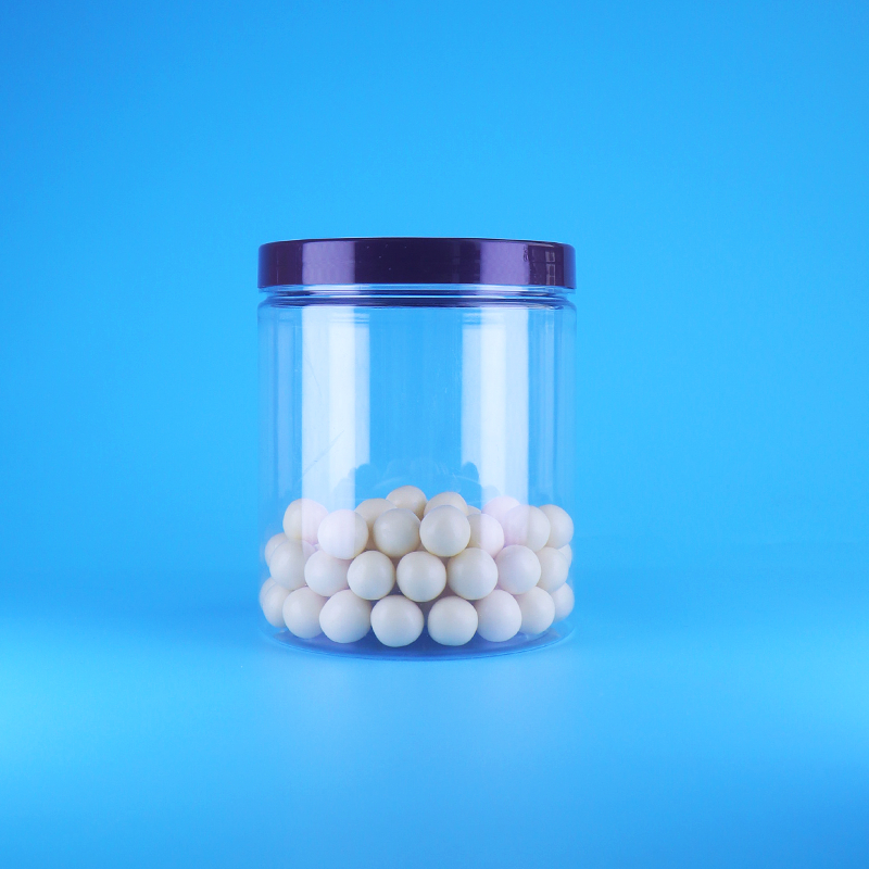 Food Grade Luchtdichte Hoge Ronde Transparante PET Plastic Zoete Droge Voedsel Potten Schroef Platte Deksel