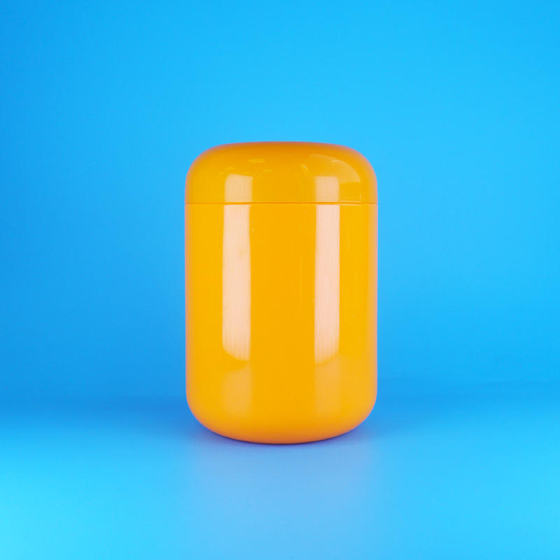 Luchtdichte Oranje Ronde Vorm Plastic PET Koekjes Suikerspin Potten Schroef Oranje Dop