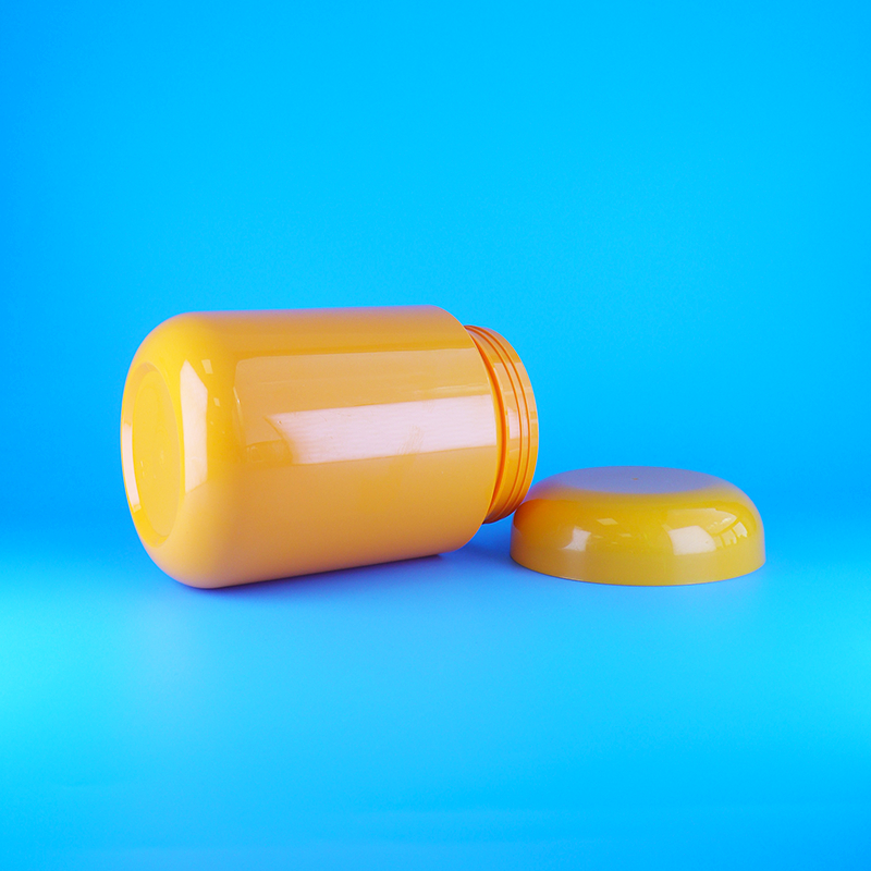 Luchtdichte Oranje Ronde Vorm Plastic PET Koekjes Suikerspin Potten Schroef Oranje Dop