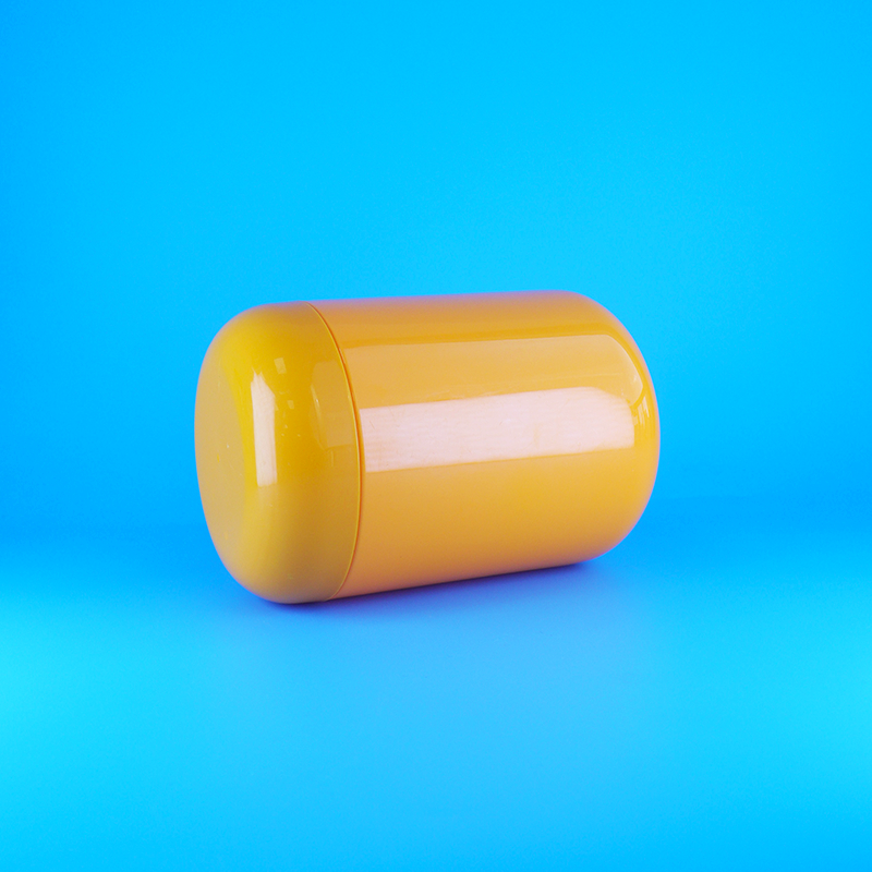 Ronde Vorm Voedselkwaliteit Oranje Plastic PET Schroef Platte Oranje Dop Koekjes Snoep Potten